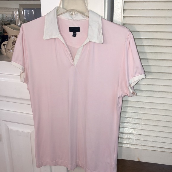 Burberry Golf Novo Check Plaid Collar Soft Pink White trim. Course 2 cocktails! - Picture 6 of 17
